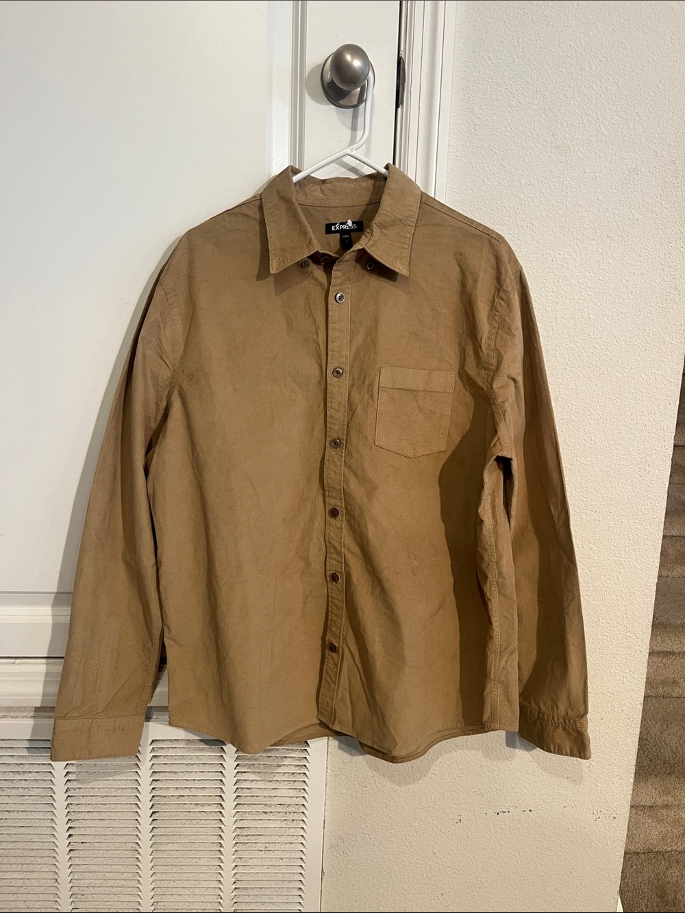Express Men's Casual Button Down Shirt - Brown